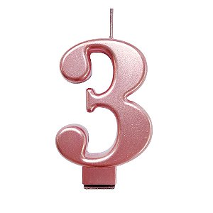 Vela Nº 3 Metalizado Rose Gold - 1 Un