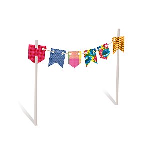 Bandeirinhas Junina Topo de Bolo Arraial 20x20,5 Cm - 2 Un