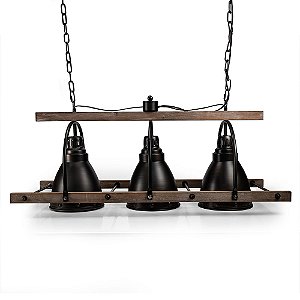 Suspenso Triplo Metal Black Lumus 43x43x101