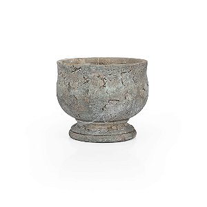 Vaso Cimento Ranhuras com Pé 19X19X16