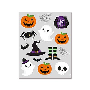 Cartela Tatoo para Pele Happy Halloween Preto - 4 Un