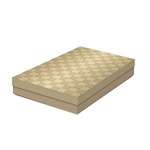 Caixa Retangular com Tampa Baixa Ouro com Relevo M 30X21X4,5