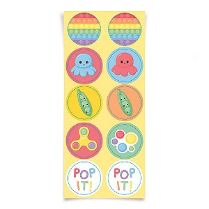 Adesivo Redondo Pop It (Fidget Toys) - 30 Un