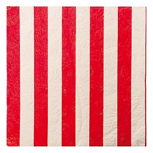 Guardanapo Listrado VermelhoBranco - 20 Folhas