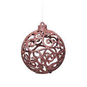 Bola Arabesco Vazada Rose 8cm - 6 Un