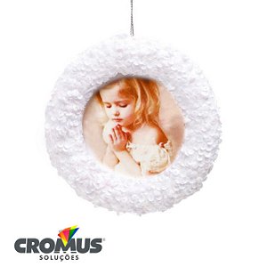 Enfeite para Pendurar Porta Retrato Redondo Branco