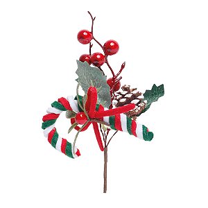 Pick Candy Cane com Frutas e Folhas