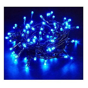 Pisca Pisca com 100 Leds Azul 8 Funções Cordão Verde 5m 120V