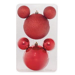 Bola Lisa e Glitter Vermelho 10cm Disney - 2 Un
