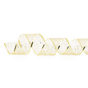 Fita Voal Glitter Ouro 6,3cm x 9,14m