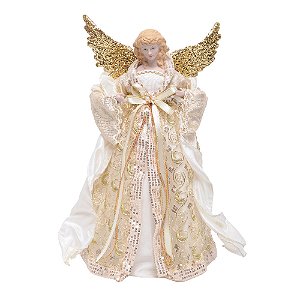 Anjo Decorativo com Laço Ouro