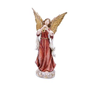 Anjo Decorativo Cor Vermelho e Dourado