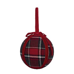 Bola Xadrez com Laço Vermelha e Verde 10cm - 4 Un