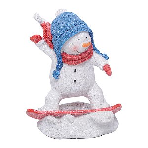 Boneco Neve em Snow Board Branco e Vermelho e Azul