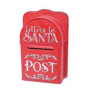 Caixa de Correio Metal Vermelho e Branco 39cm