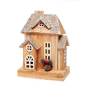 Casa de Madeira com Led Marrom