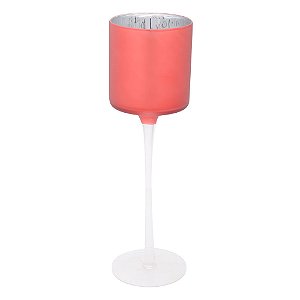 Castiçal com Haste Vermelho 30cm