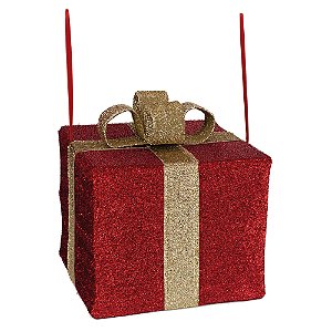 Caixa Presente Decoraiva com Laço Dourado 30cm