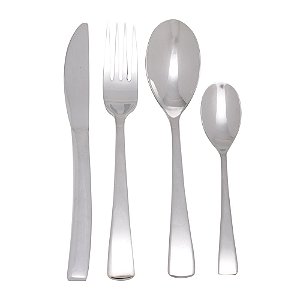 Faqueiro em Aco Inox Prata Quadrado - 24 Un