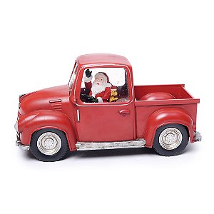 Globo Água Caminhao Noel Vermelho