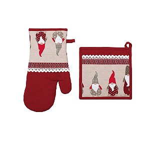 Luva e Pegador Gnomos Vermelho e Branco - 2 Un