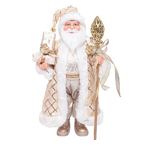 Papai Noel Segurando Cetro Ouro 40cm