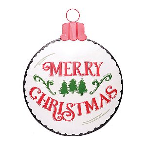 Placa Decorativa Formato Bola de Natal 74cm