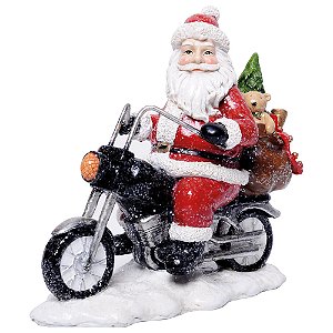 Papai Noel na Moto com Saco de Presentes Vermelho