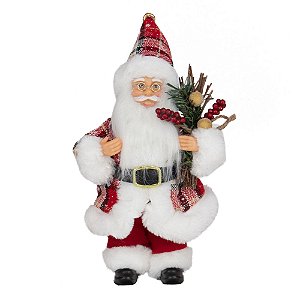 Papai Noel Segurando Arranjo Xadrez Vermelho - 3 Un