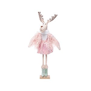 Rena de Saia com Casaco Rosa e Verde