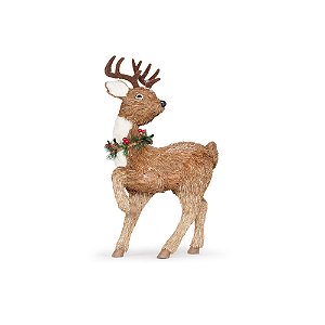 Rena com Guirlanda Pescoço Marrom e Vermelho e Verde G