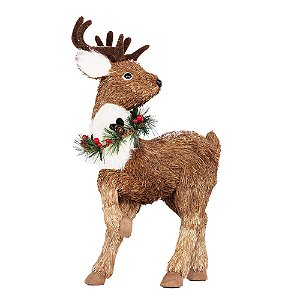 Rena com Guirlanda Pescoço Marrom e Vermelho e Verde P