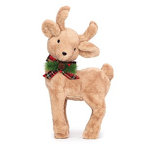 Rena com Laço No Pescoço Marrom e Vermelho