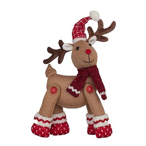 Rena Decorativa com Cachecol e Gorrinho Noel  P