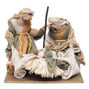 Sagrada Família Sentado Bege e Verde