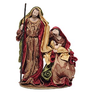 Sagrada Família Sentado Vermelho e Dourado