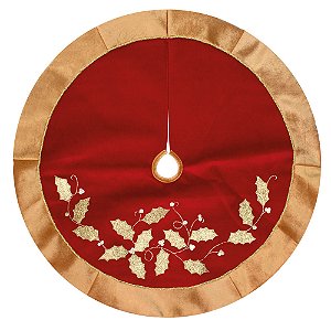 Saia de Árvore Folhas Vermelho e Dourado 90cm