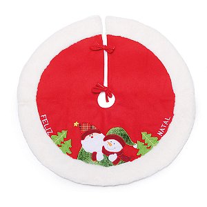 Saia de Árvore Noel e Boneco Vermelho e Branco 90cm