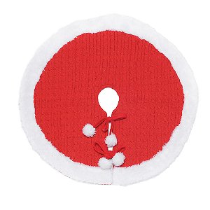 Saia de Árvore Pompom Vermelho e Branco 90cm