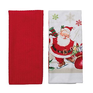 Pano de Copa Noel Vermelho e Branco 38X63 - 2 Un