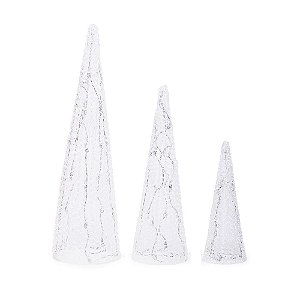 Trio Cones Decorativos com 60 Leds Branco P M e G Bivolt