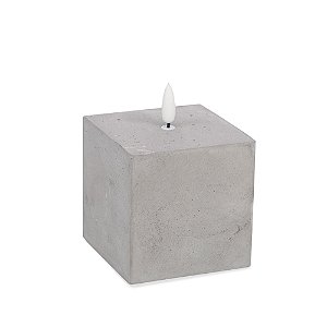 Vela Quadrada com Led Chama 3D Cinza