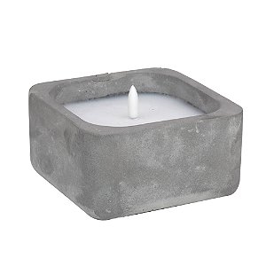 Vela Quadrada com Led Chama 3D Cinza e Branco