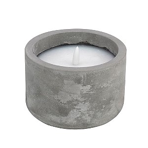 Vela Redonda com Led Chama 3D Cinza e Branco