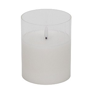 Vela Redonda em Vidro com Led Branco e Incolor 12,5cm