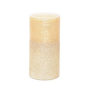 Vela Redonda com Led Ouro Trabalhada