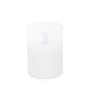 Vela Redonda em Vidro com Led Cristal