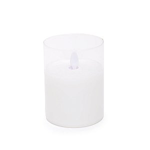 Vela Redonda em Vidro com Led Cristal