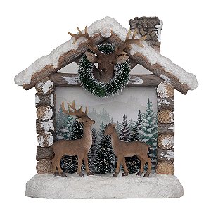 Portal de Madeia e Pedras com Casal de Rena Nevado