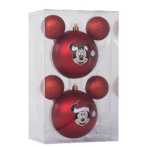 Bola Mickey e Minnie Vermelho 10cm - 2 Un